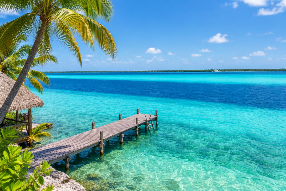 Laguna de Bacalar con sus aguas de siete colores